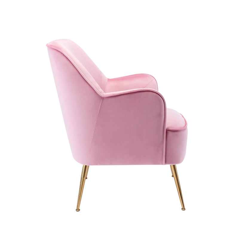 Porthos Home Adora : fauteuil d'appoint en velours avec pieds chromés dorés