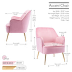 Porthos Home Adora : fauteuil d'appoint en velours avec pieds chromés dorés