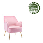 Porthos Home Adora : fauteuil d'appoint en velours avec pieds chromés dorés