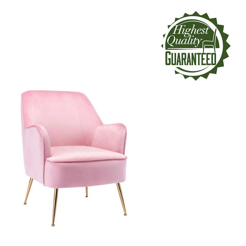 Porthos Home Adora : fauteuil d'appoint en velours avec pieds chromés dorés