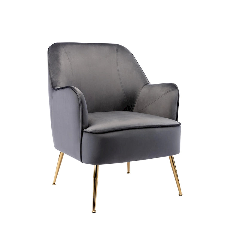 Porthos Home Adora : fauteuil d'appoint en velours avec pieds chromés dorés
