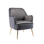 Porthos Home Adora : fauteuil d'appoint en velours avec pieds chromés dorés