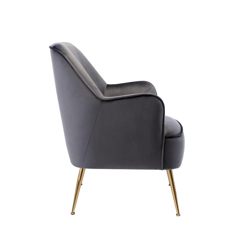 Porthos Home Adora : fauteuil d'appoint en velours avec pieds chromés dorés