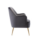 Porthos Home Adora : fauteuil d'appoint en velours avec pieds chromés dorés