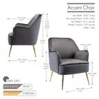 Porthos Home Adora : fauteuil d'appoint en velours avec pieds chromés dorés