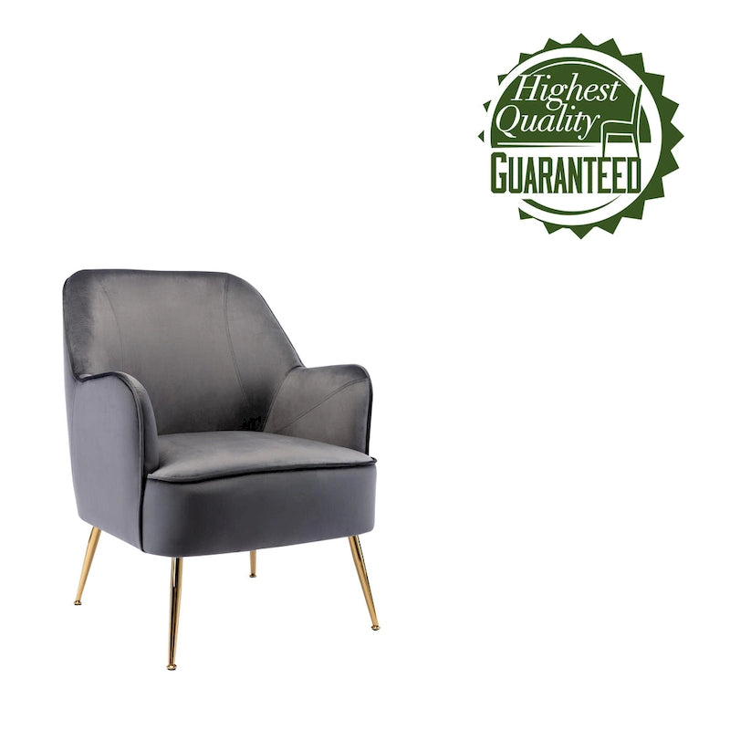 Porthos Home Adora : fauteuil d'appoint en velours avec pieds chromés dorés