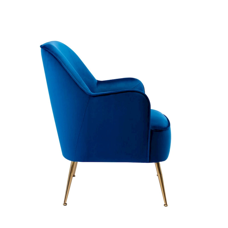 Porthos Home Adora : fauteuil d'appoint en velours avec pieds chromés dorés