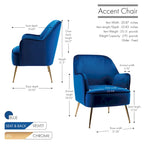 Porthos Home Adora : fauteuil d'appoint en velours avec pieds chromés dorés
