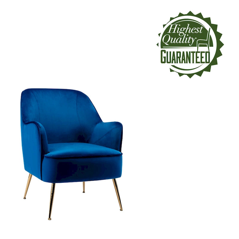 Porthos Home Adora : fauteuil d'appoint en velours avec pieds chromés dorés