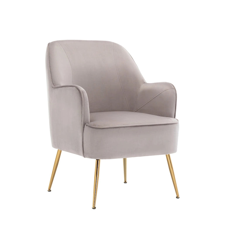 Porthos Home Adora : fauteuil d'appoint en velours avec pieds chromés dorés