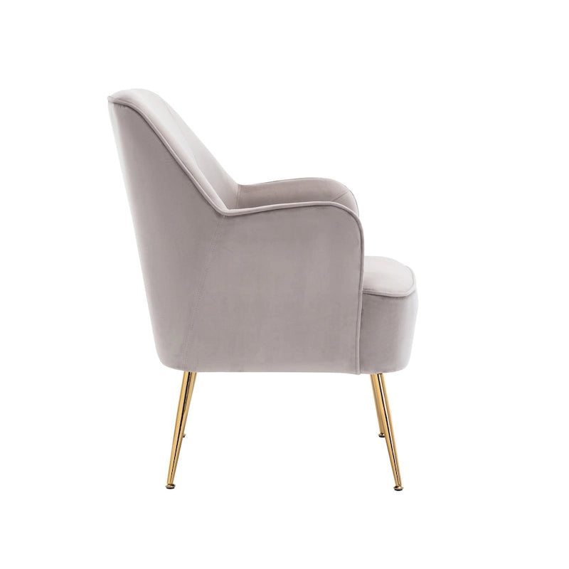 Porthos Home Adora : fauteuil d'appoint en velours avec pieds chromés dorés