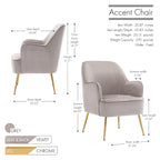 Porthos Home Adora : fauteuil d'appoint en velours avec pieds chromés dorés