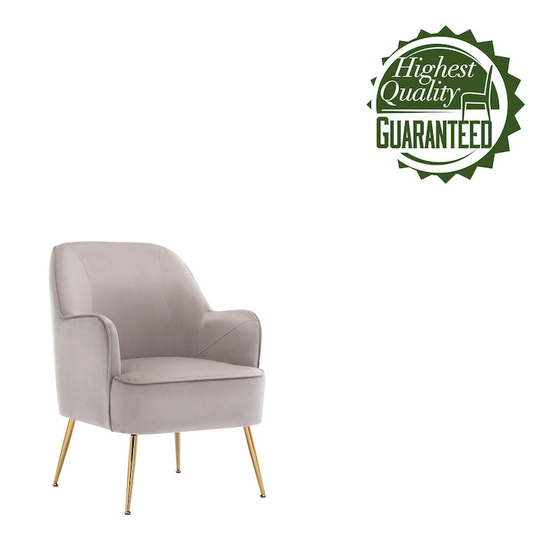 Porthos Home Adora : fauteuil d'appoint en velours avec pieds chromés dorés