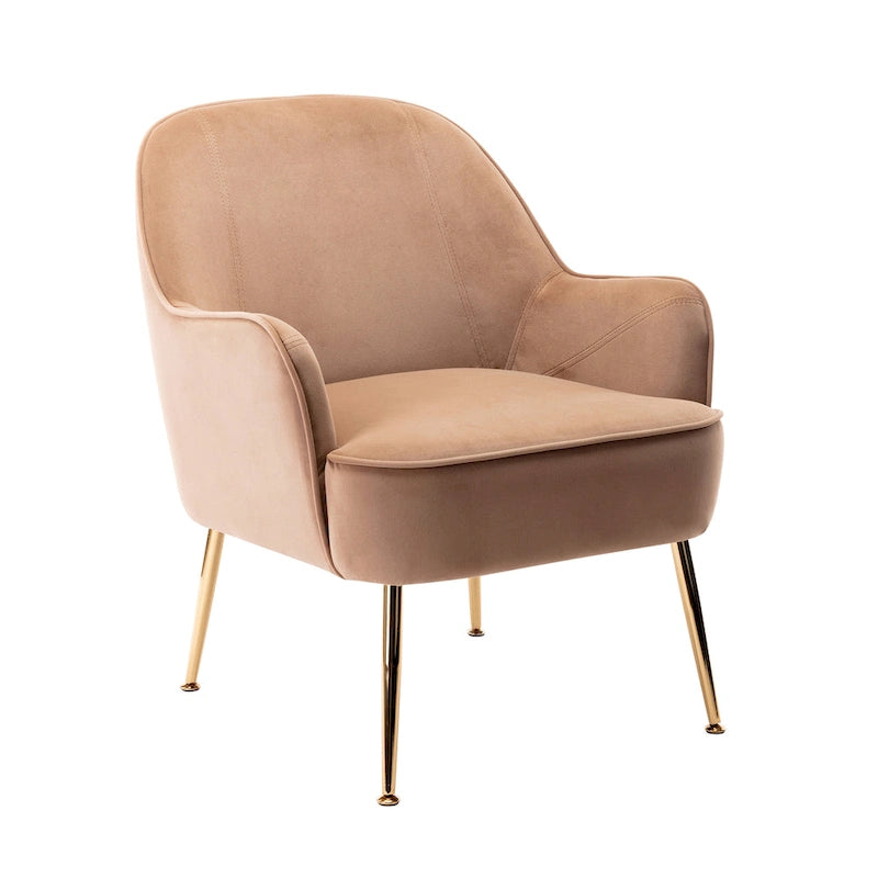 Porthos Home Adora : fauteuil d'appoint en velours avec pieds chromés dorés