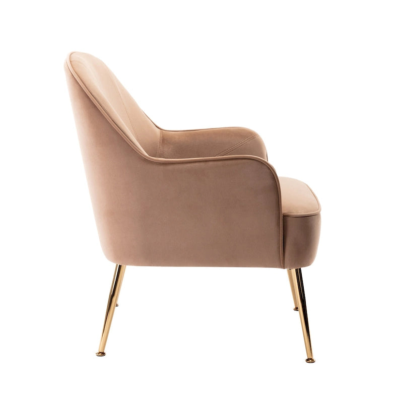 Porthos Home Adora : fauteuil d'appoint en velours avec pieds chromés dorés