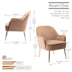 Porthos Home Adora : fauteuil d'appoint en velours avec pieds chromés dorés