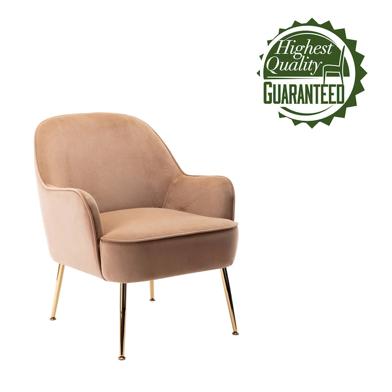 Porthos Home Adora : fauteuil d'appoint en velours avec pieds chromés dorés