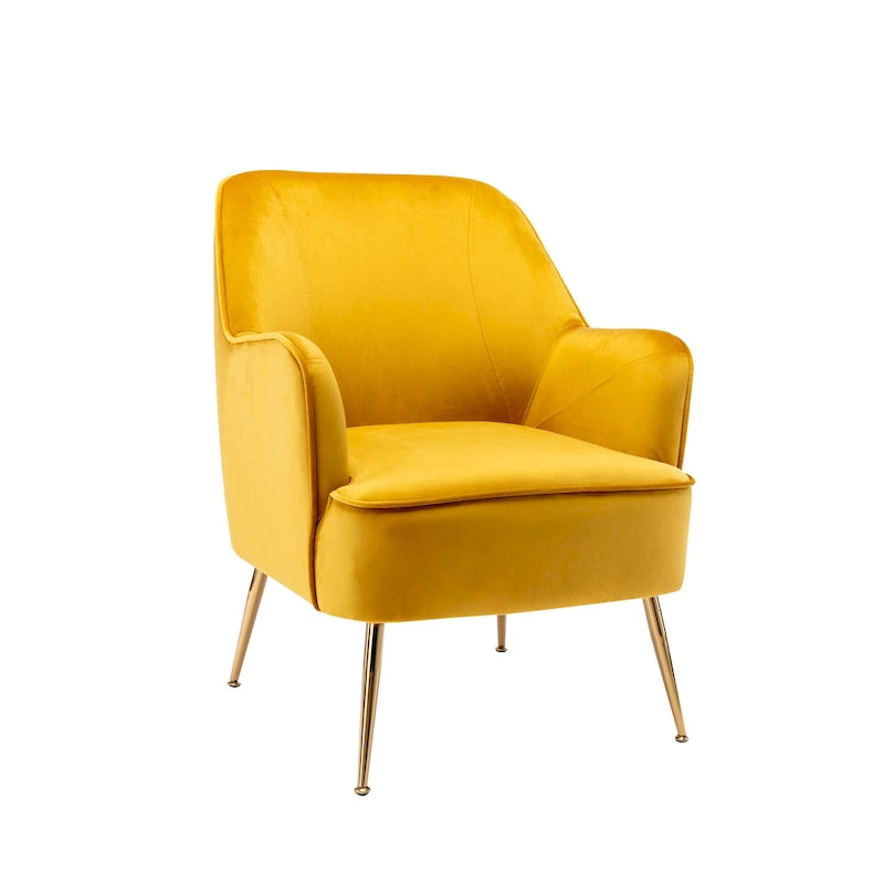 Porthos Home Adora : fauteuil d'appoint en velours avec pieds chromés dorés