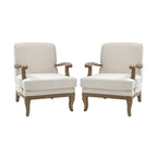 Fauteuil rembourré de style Campagne ivoire/bleu/étain/lin/gris, lot de 2