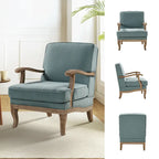 Fauteuil rembourré de style Campagne ivoire/bleu/étain/lin/gris, lot de 2