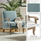 Fauteuil rembourré de style Campagne ivoire/bleu/étain/lin/gris, lot de 2
