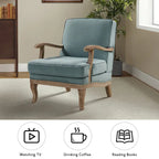Fauteuil rembourré de style Campagne ivoire/bleu/étain/lin/gris, lot de 2