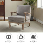 Fauteuil rembourré de style Campagne ivoire/bleu/étain/lin/gris, lot de 2