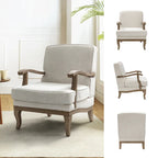 Fauteuil rembourré de style Campagne ivoire/bleu/étain/lin/gris, lot de 2
