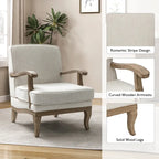 Fauteuil rembourré de style Campagne ivoire/bleu/étain/lin/gris, lot de 2