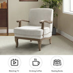 Fauteuil rembourré de style Campagne ivoire/bleu/étain/lin/gris, lot de 2