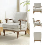Fauteuil rembourré de style Campagne ivoire/bleu/étain/lin/gris, lot de 2