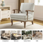 Fauteuil rembourré de style Campagne ivoire/bleu/étain/lin/gris, lot de 2