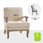 Fauteuil rembourré de style Campagne ivoire/bleu/étain/lin/gris, lot de 2