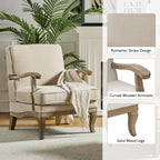 Fauteuil rembourré de style Campagne ivoire/bleu/étain/lin/gris, lot de 2