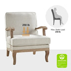 Fauteuil rembourré de style Campagne ivoire/bleu/étain/lin/gris, lot de 2