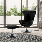 Fauteuil d'appoint à oreilles et ottoman – Violet / Noir / Gris, 2 pièces, 1 place
