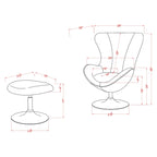 Fauteuil d'appoint à oreilles et ottoman – Violet / Noir / Gris, 2 pièces, 1 place
