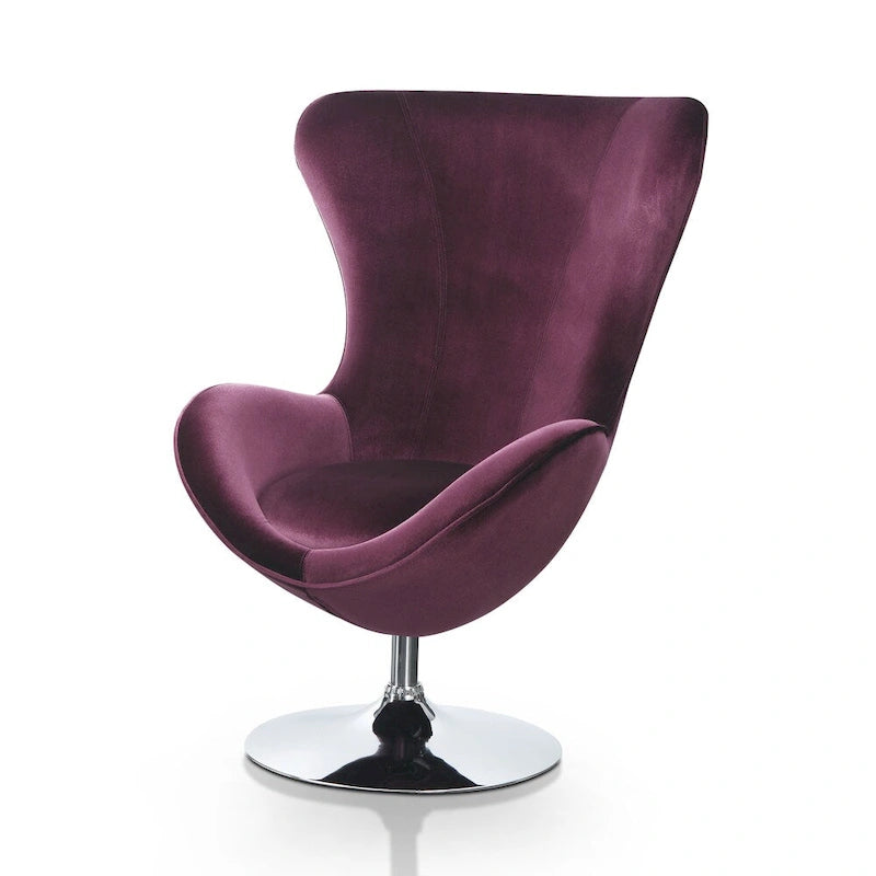 Fauteuil d'appoint à oreilles et ottoman – Violet / Noir / Gris, 2 pièces, 1 place