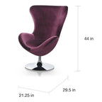 Fauteuil d'appoint à oreilles et ottoman – Violet / Noir / Gris, 2 pièces, 1 place