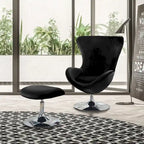 Fauteuil d'appoint à oreilles et ottoman – Violet / Noir / Gris, 2 pièces, 1 place