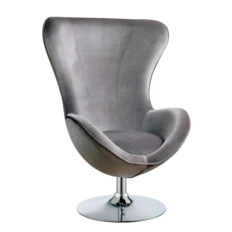 Fauteuil d'appoint à oreilles et ottoman – Violet / Noir / Gris, 2 pièces, 1 place