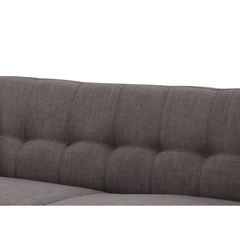 Canapé gris anthracite, style moderne du milieu du siècle, dossier capitonné, 2-3 places