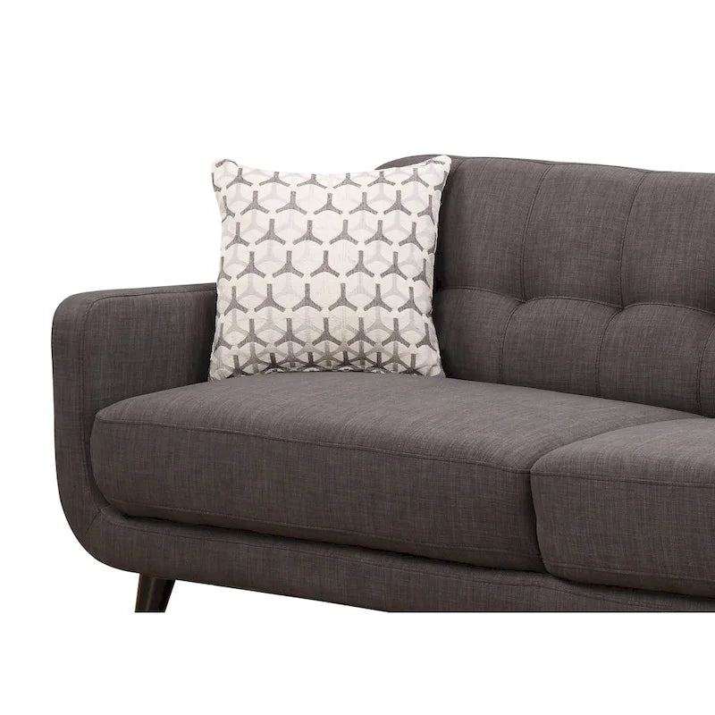 Canapé gris anthracite, style moderne du milieu du siècle, dossier capitonné, 2-3 places