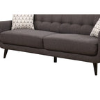 Canapé gris anthracite, style moderne du milieu du siècle, dossier capitonné, 2-3 places