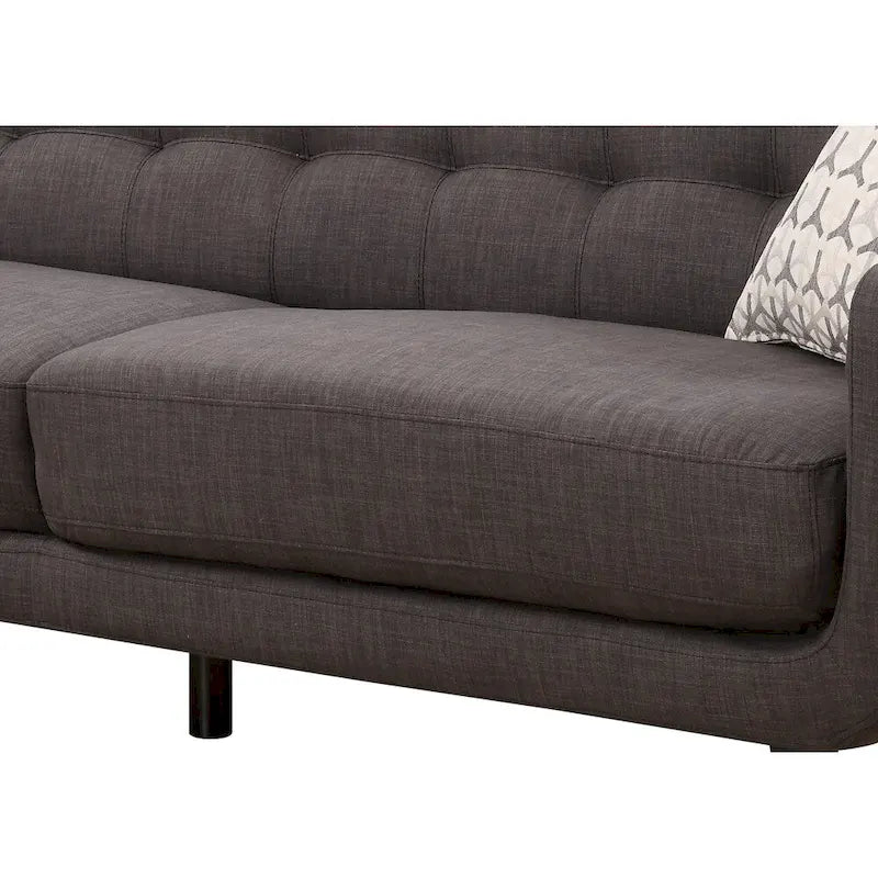 Canapé gris anthracite, style moderne du milieu du siècle, dossier capitonné, 2-3 places