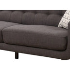 Canapé gris anthracite, style moderne du milieu du siècle, dossier capitonné, 2-3 places