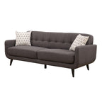Canapé gris anthracite, style moderne du milieu du siècle, dossier capitonné, 2-3 places