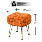 Tabouret-Pouf en Fausse Fourrure de Renard