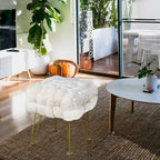 Tabouret-Pouf en Fausse Fourrure de Renard