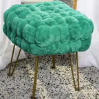 Tabouret-Pouf en Fausse Fourrure de Renard